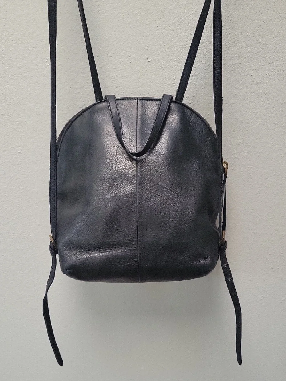 margot Black Leather Compact Women's Backpack with Turn-Lock Accent